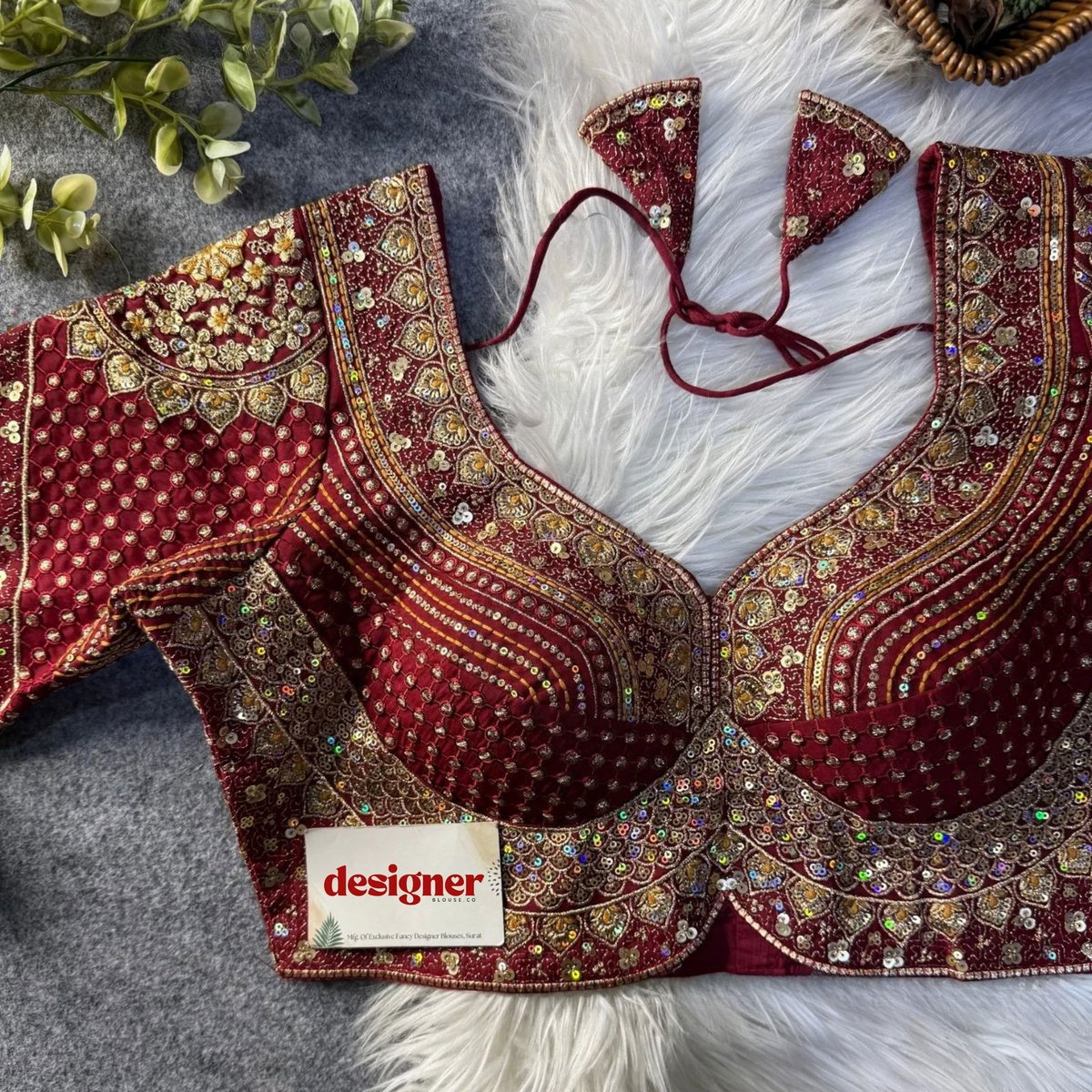 Sabyasachi inspired Bridal Hand Work Georgette Blouse 4