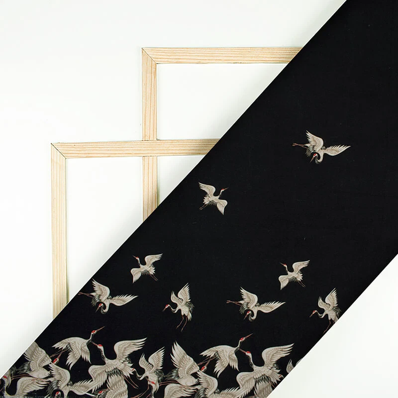 Black And Beige Animal Pattern Digital Print Lycra Fabric (Width 58 Inches) 2
