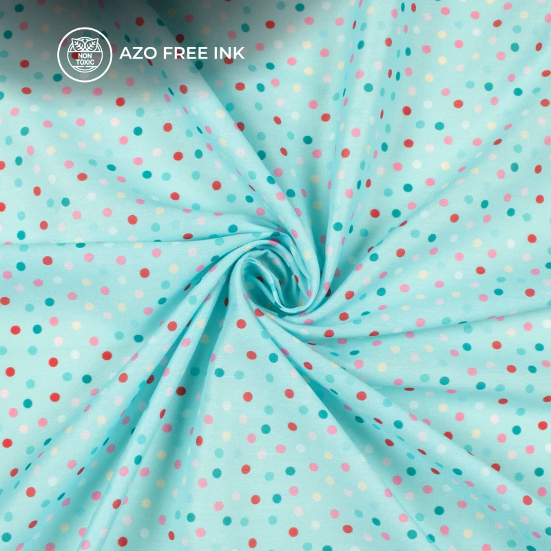 Multi Color Polka Dots Digital Print Muslin Fabric 1