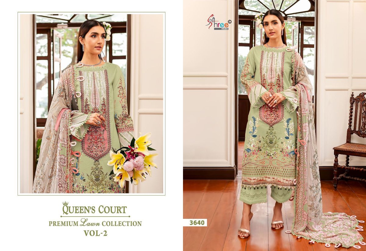 SHREE FAB QUEENS COURT PREMIUM LAWN COLLECTION VOL-2 3638 TO 3643 3