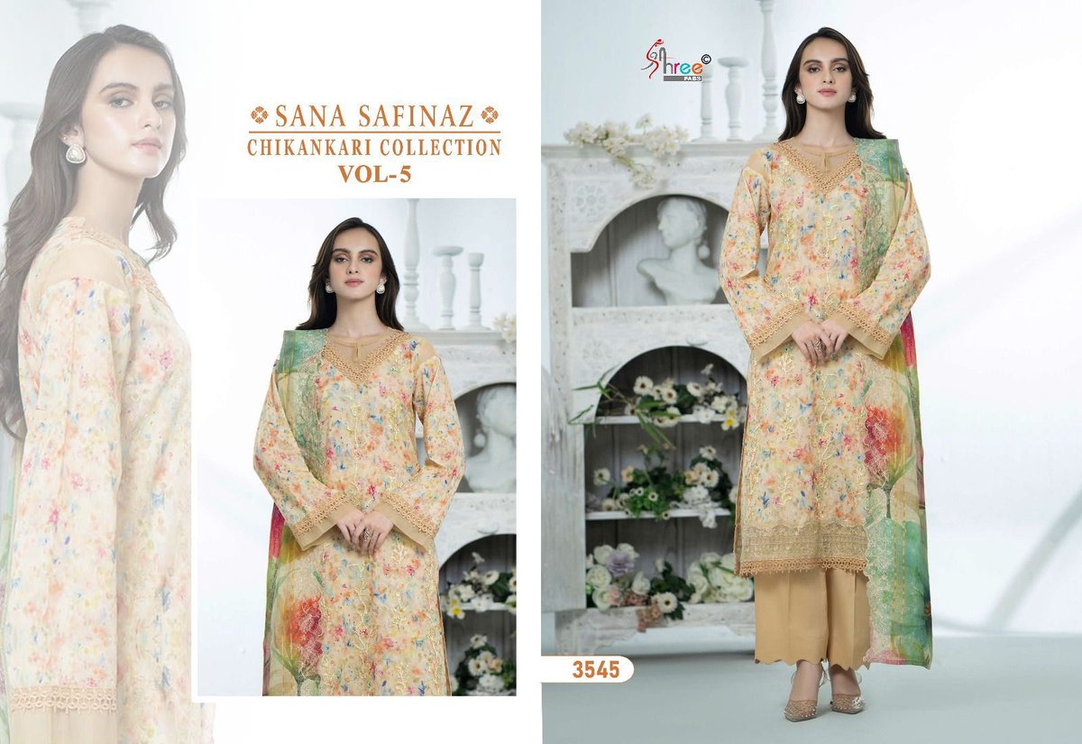 SHREE FABS SANA SAFINAZ CHIKANKARI COLLECTION VOL-05 3541 TO 3546 5