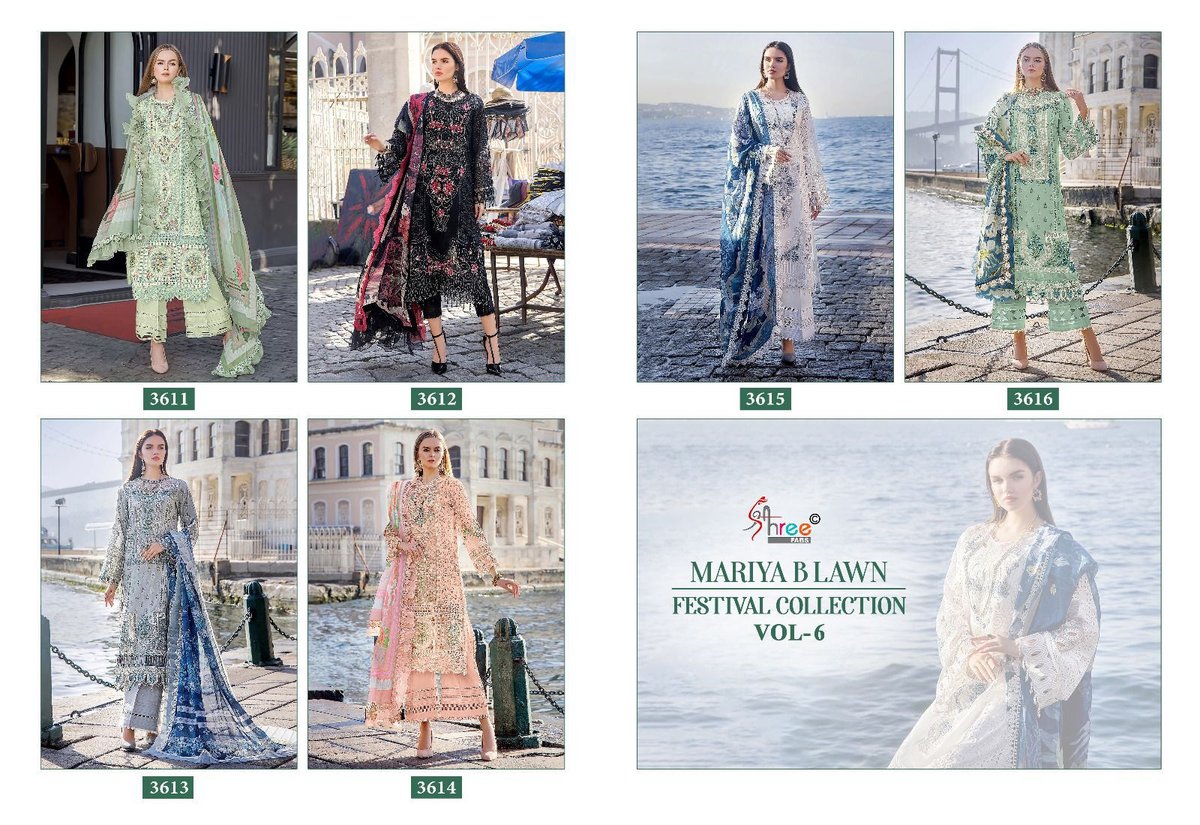 SHREE FAB MARIYA B LAWN FESTIVAL COLLECTION VOL-6 3611 TO 3616 7