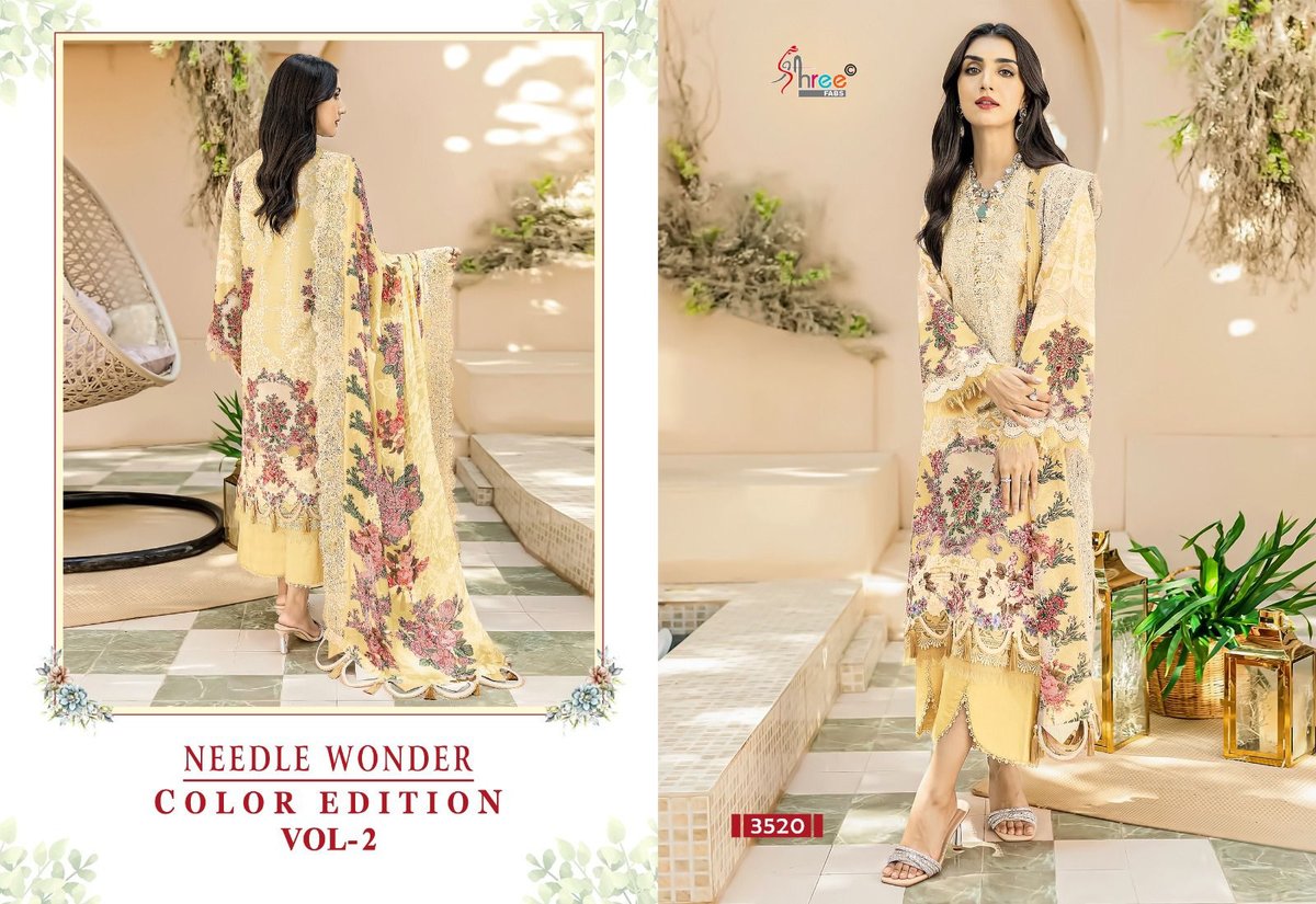 SHREE FAB NEEDLE WONDER COLOUR EDITION VOL-2 3520 TO 3523 1