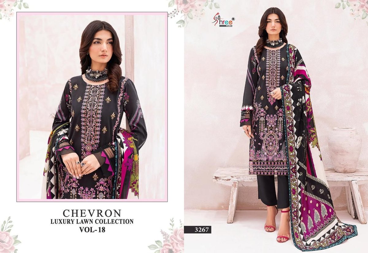 Shree Fab Chevron Lawn Collection Vol-18 3264-3270 Series 4