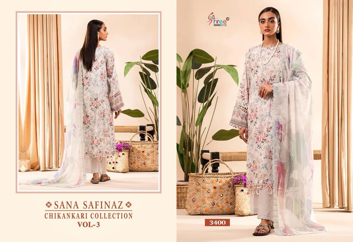 SHREE FAB SANA SAFINAZ CHIKANKARI COLLECTION VOL-3 3397 TO 3401 4