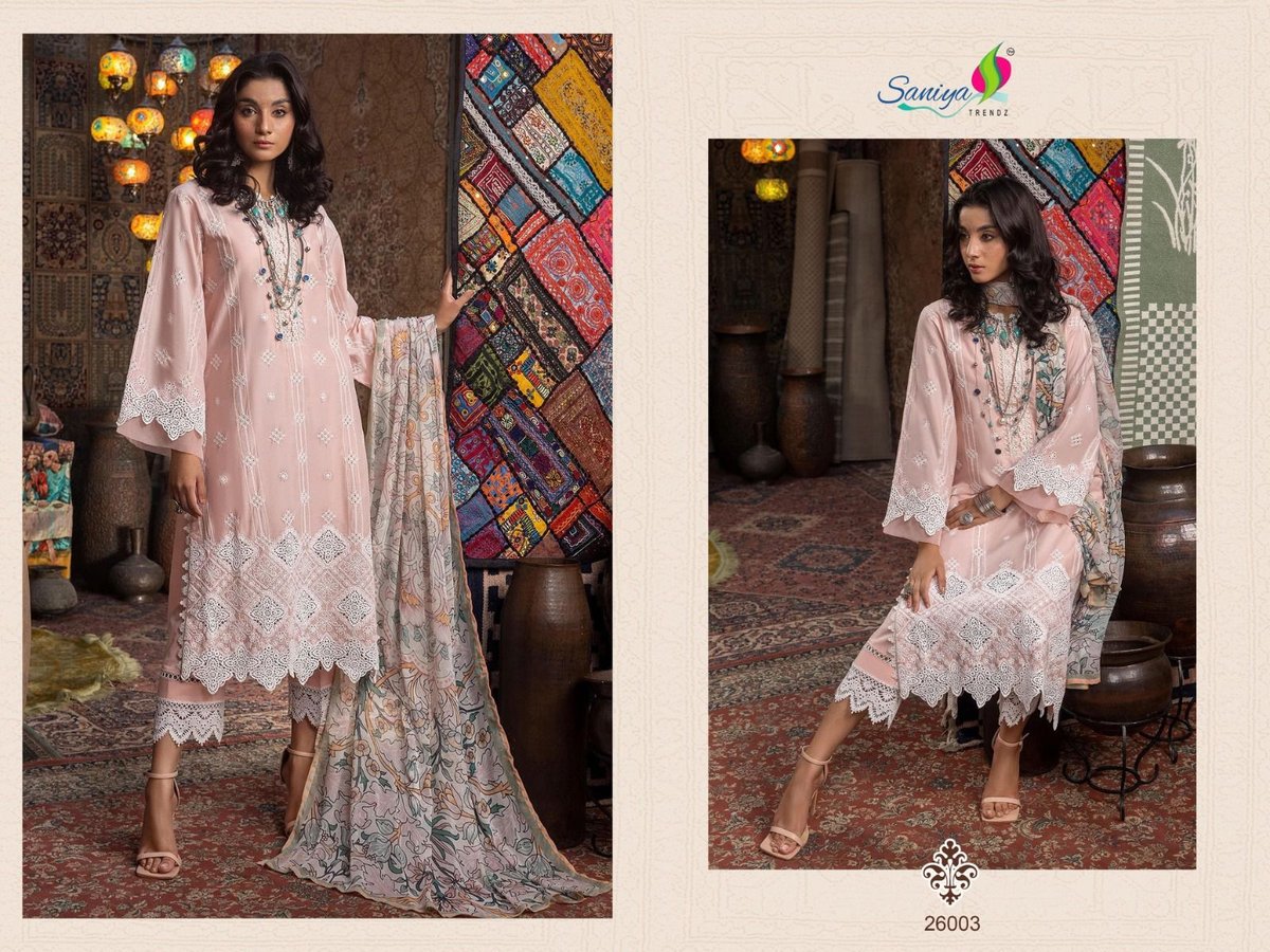 SANIYA TRENDZ ADAN LIBAS CHIKANKARI - 26 26001 TO 26004 3