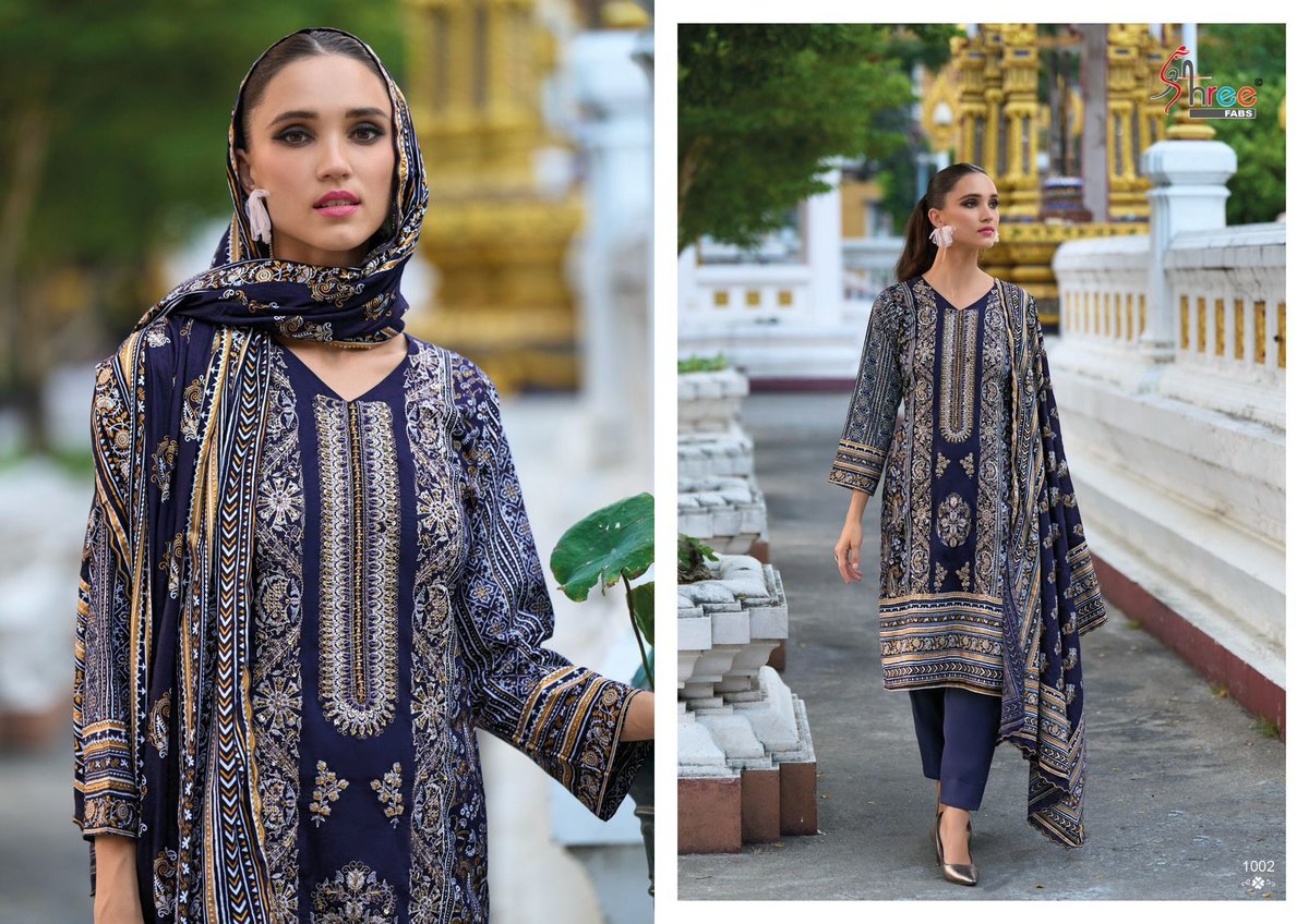 SHREE FAB RIWAYAT PREMIUM EMBRODERED LAWN COLLECTION 1001 TO 1005 2