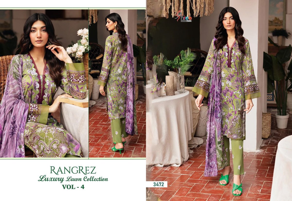 SHREE FAB RANGREZ LUXURY LAWN COLLECTION VOL-04 3470 TO 3476 3