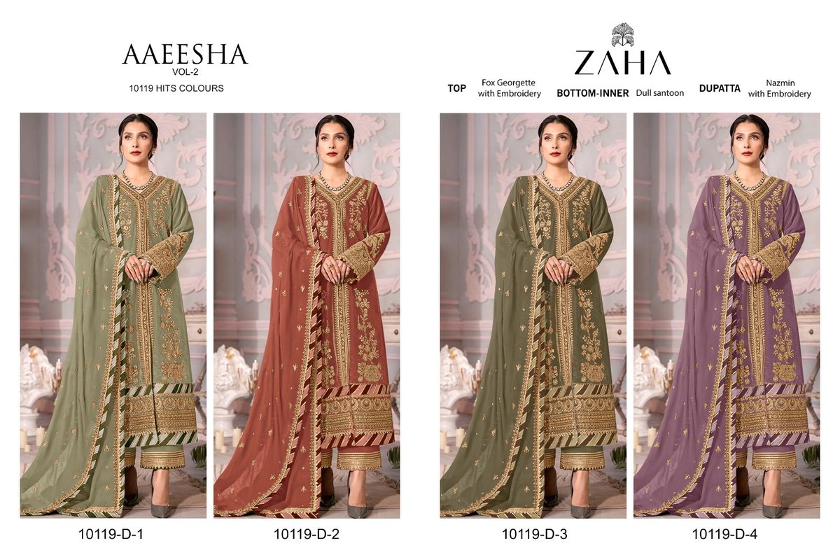 ZAHA AAEESHA VOL-2 10119-D-1 TO 10119-D-4 5