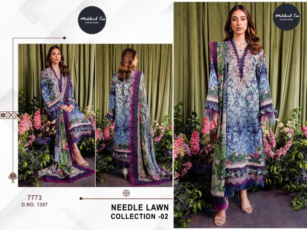 MEHBOOB TEX NEEDLE LAWN COLLECTION - 2 1307 TO 1309