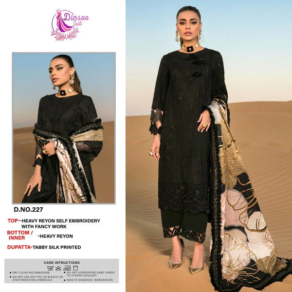 Dinsaa Suit Super Hit Black 227 Design