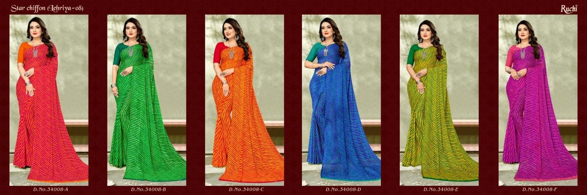 RUCHI SAREE STAR CHIFFON LEHRIYA 34008-A TO 34008-F 7