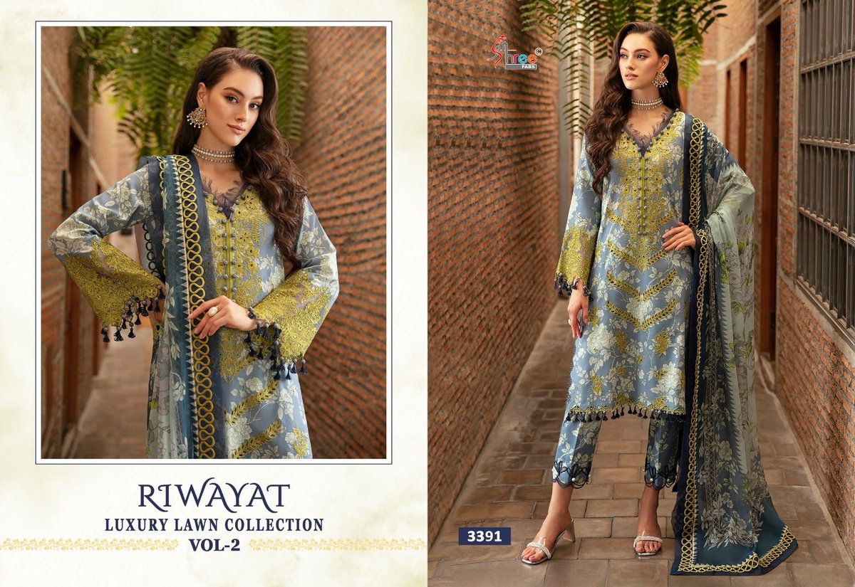 SHREE FAB RIWAYAT LUXURY LAWN COLLECTION VOL-02 3390 TO 3396 2