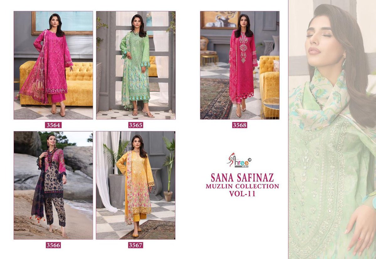 SHREE FABS SANA SAFINAZ MUZLIN COLLECTION VOL-11 3564 TO 3568 6