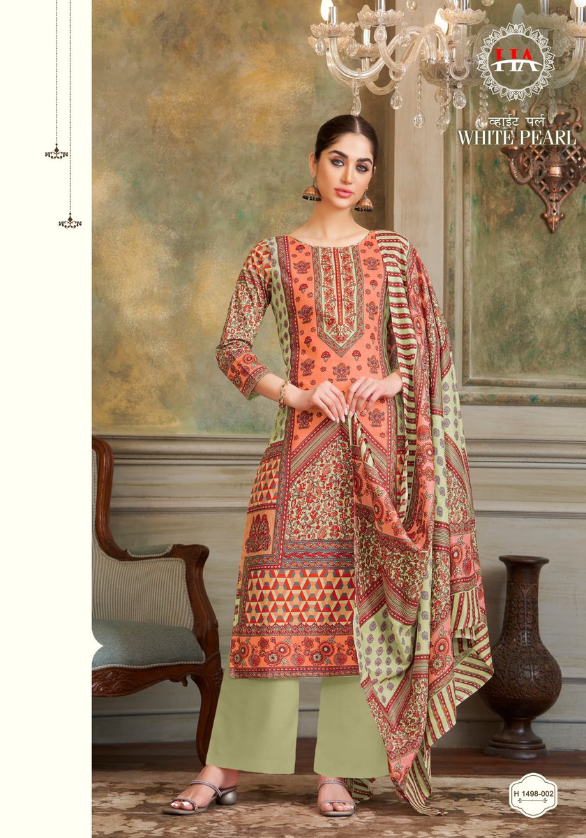 HARSHIT FASHION WHITE PEARL H-1498-001 TO H-1498-008 2