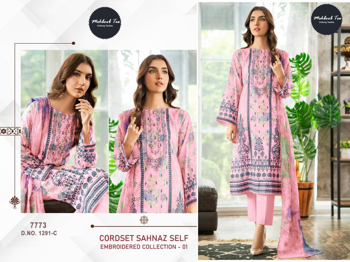 MEHBOOB TEX CHEVRON LUXURY LAWN COLLECTION 1291-A TO 1291-C 3