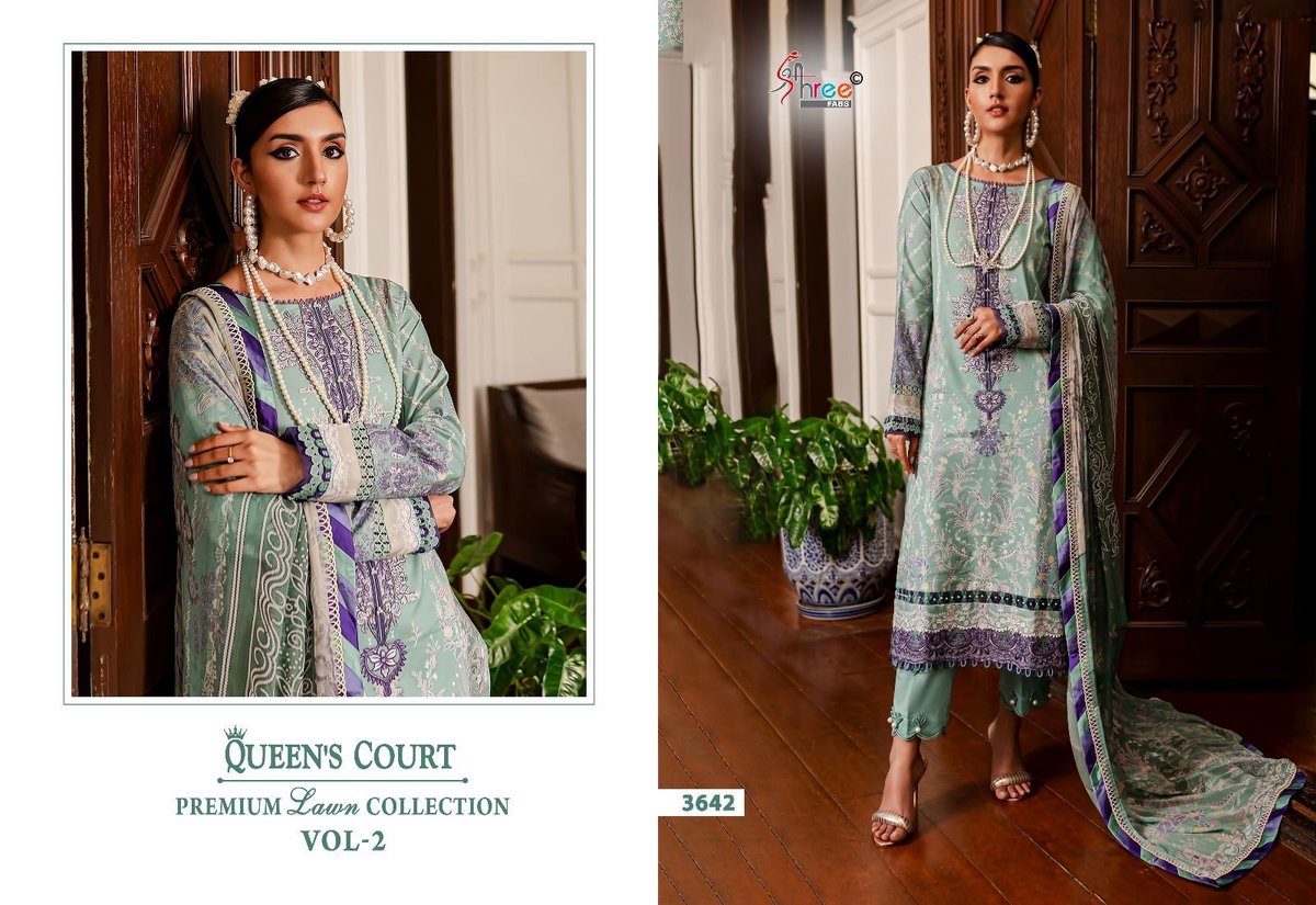 SHREE FAB QUEENS COURT PREMIUM LAWN COLLECTION VOL-2 3638 TO 3643 5