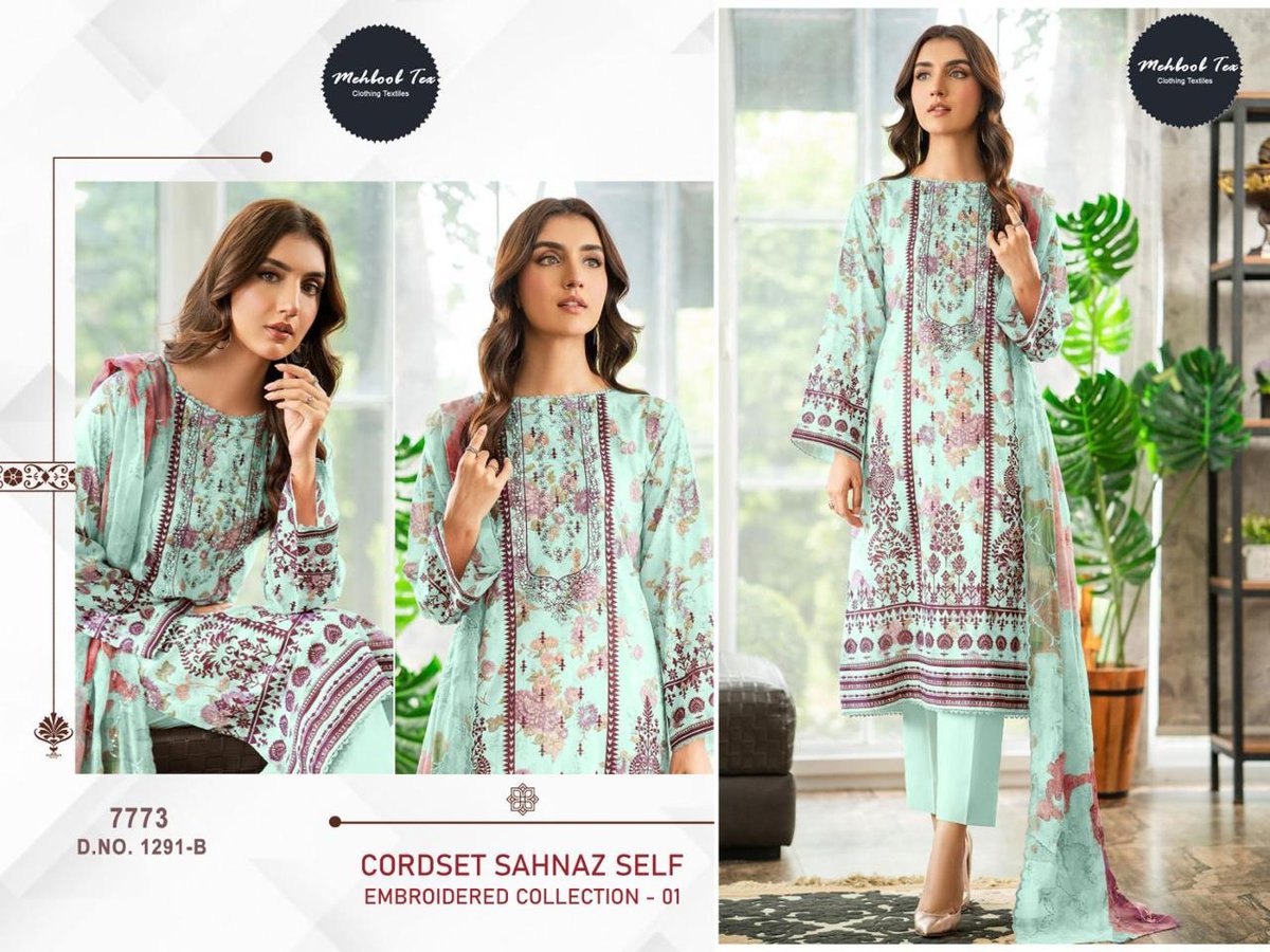 MEHBOOB TEX CHEVRON LUXURY LAWN COLLECTION 1291-A TO 1291-C 2