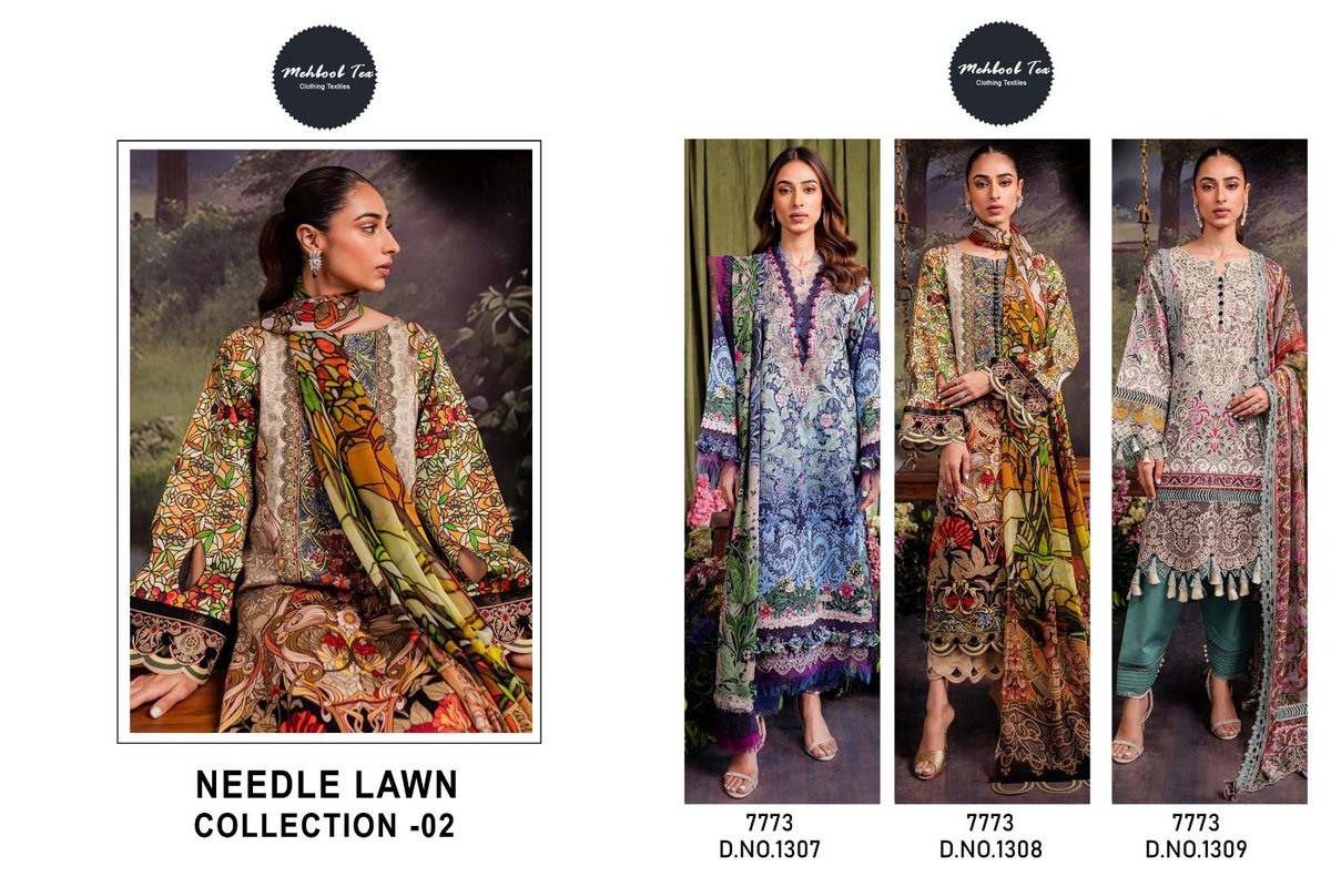 MEHBOOB TEX NEEDLE LAWN COLLECTION - 2 1307 TO 1309 4