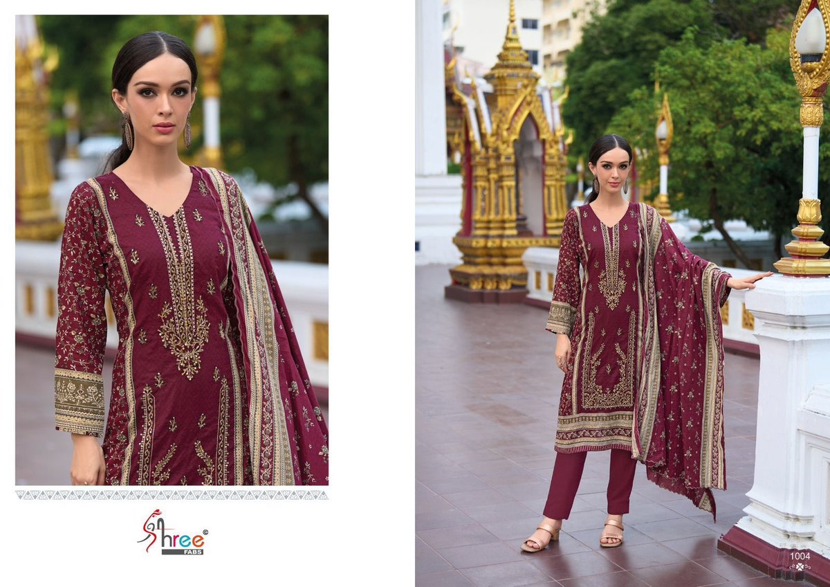 SHREE FAB RIWAYAT PREMIUM EMBRODERED LAWN COLLECTION 1001 TO 1005 4