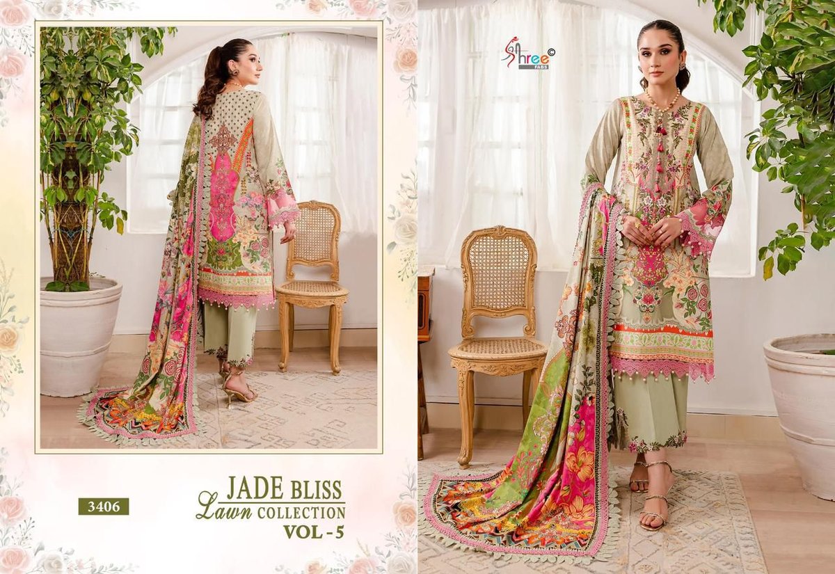 SHREE FAB JADE BLISS LAWN COLLECTION VOL-5 3405 TO 3412 2