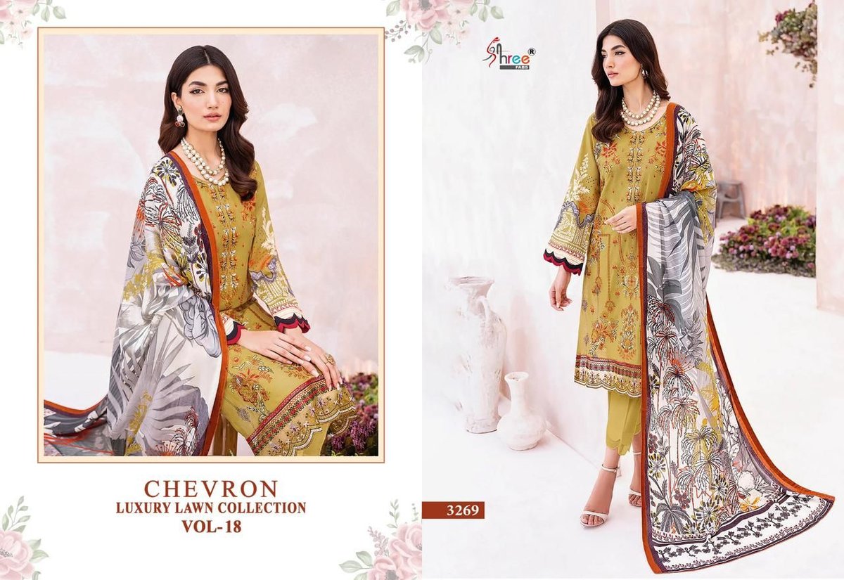Shree Fab Chevron Lawn Collection Vol-18 3264-3270 Series 6