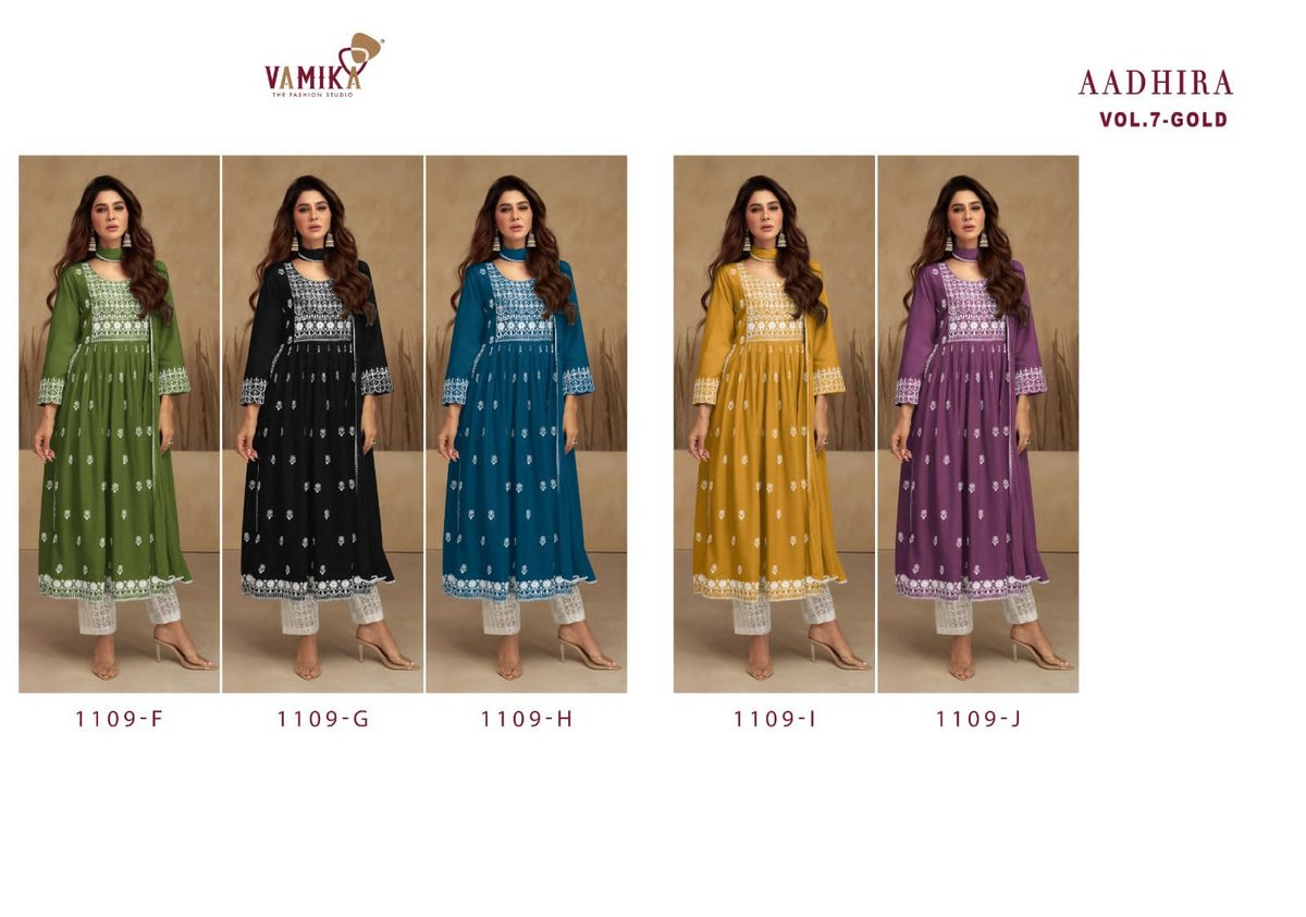 Vamika Fashion Aadhira Vol-7 Gold 1109 Colors 6