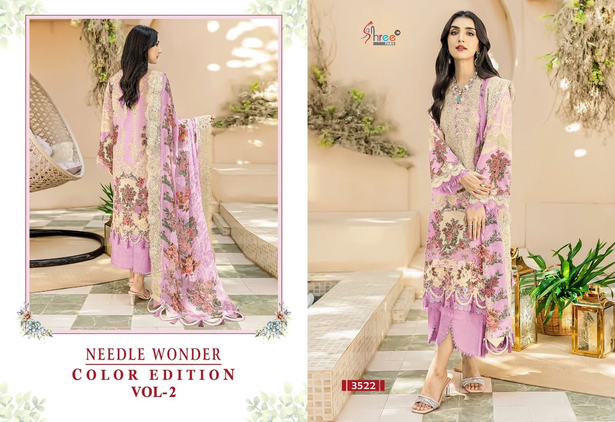 SHREE FAB NEEDLE WONDER COLOUR EDITION VOL-2 3520 TO 3523 3
