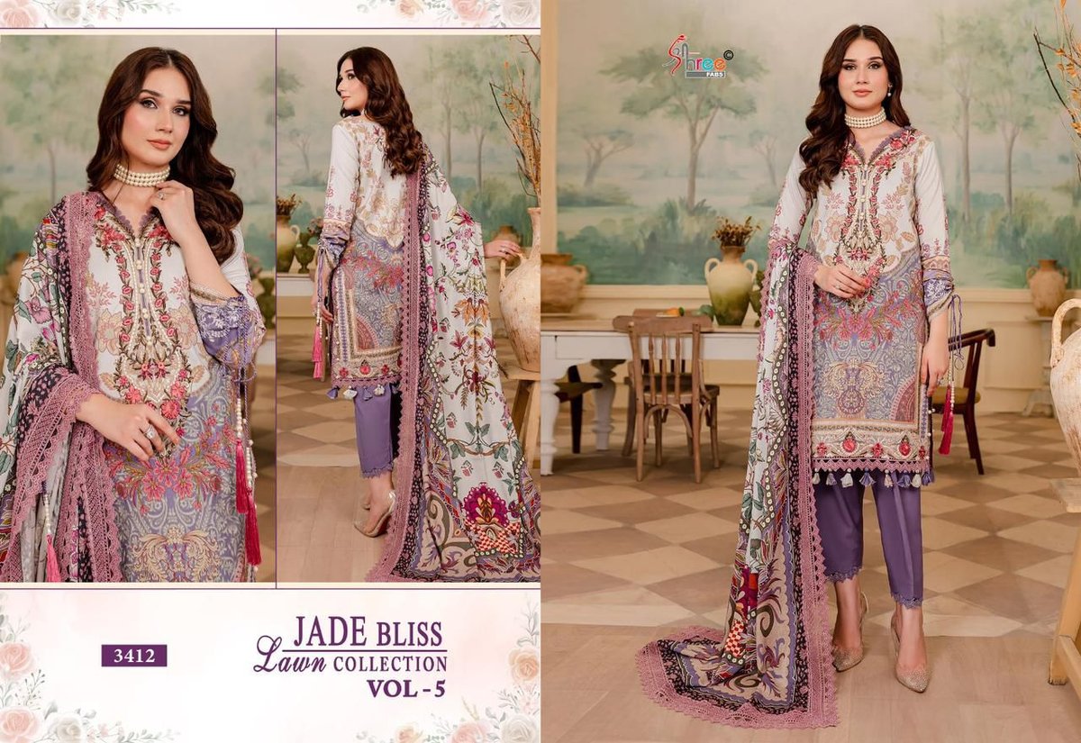 SHREE FAB JADE BLISS LAWN COLLECTION VOL-5 3405 TO 3412 8