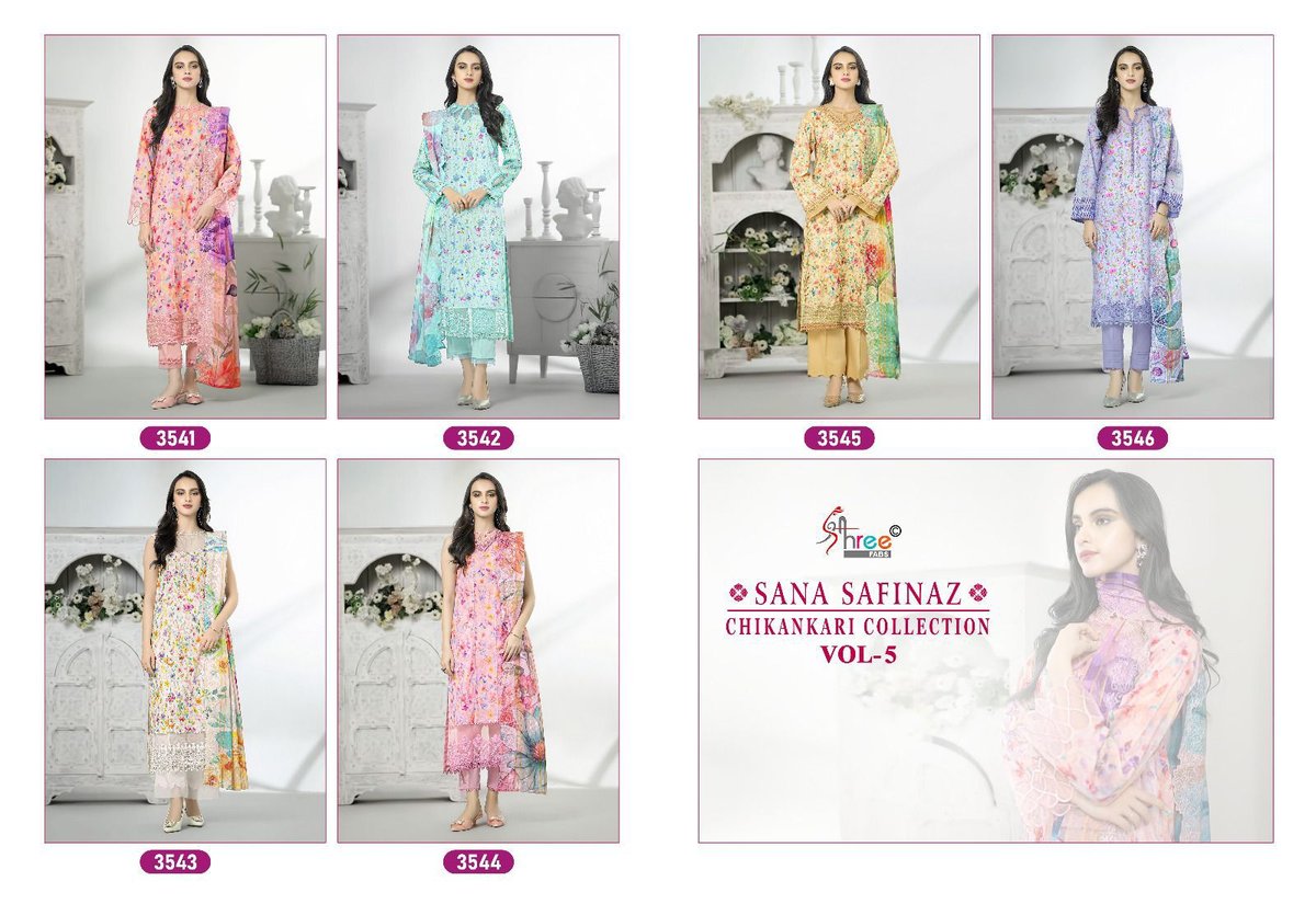 SHREE FABS SANA SAFINAZ CHIKANKARI COLLECTION VOL-05 3541 TO 3546 7