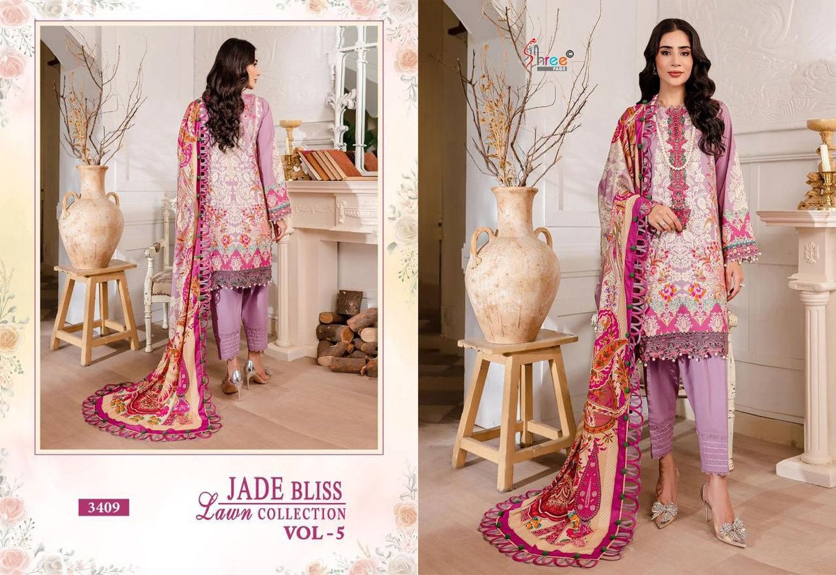 SHREE FAB JADE BLISS LAWN COLLECTION VOL-5 3405 TO 3412 5