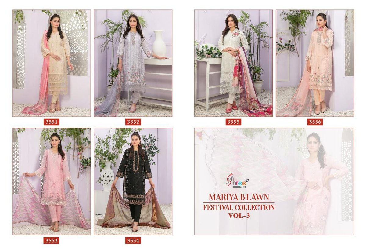 SHREE FAB MARIYA B LAWN FESTIVAL COLLECTION VOL-3 3551 TO 3556 7
