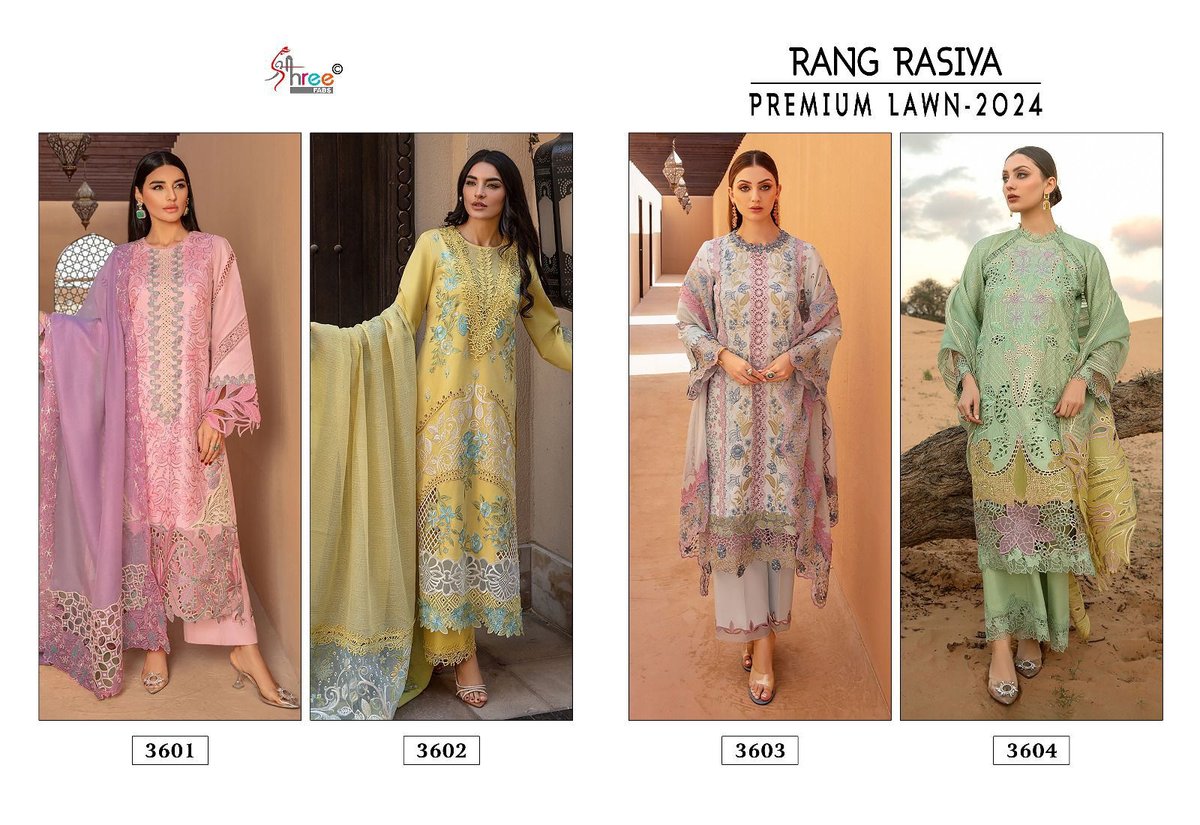 SHREE FABS RANG RASIYA PREMIUM LAWN - 2024 3601 TO 3604 5