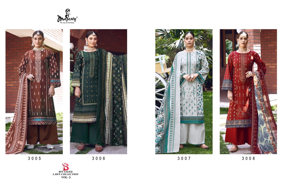 MAJESTY BIN SAEED LAWN COLLECTION VOL-3 3005 TO 3008 5