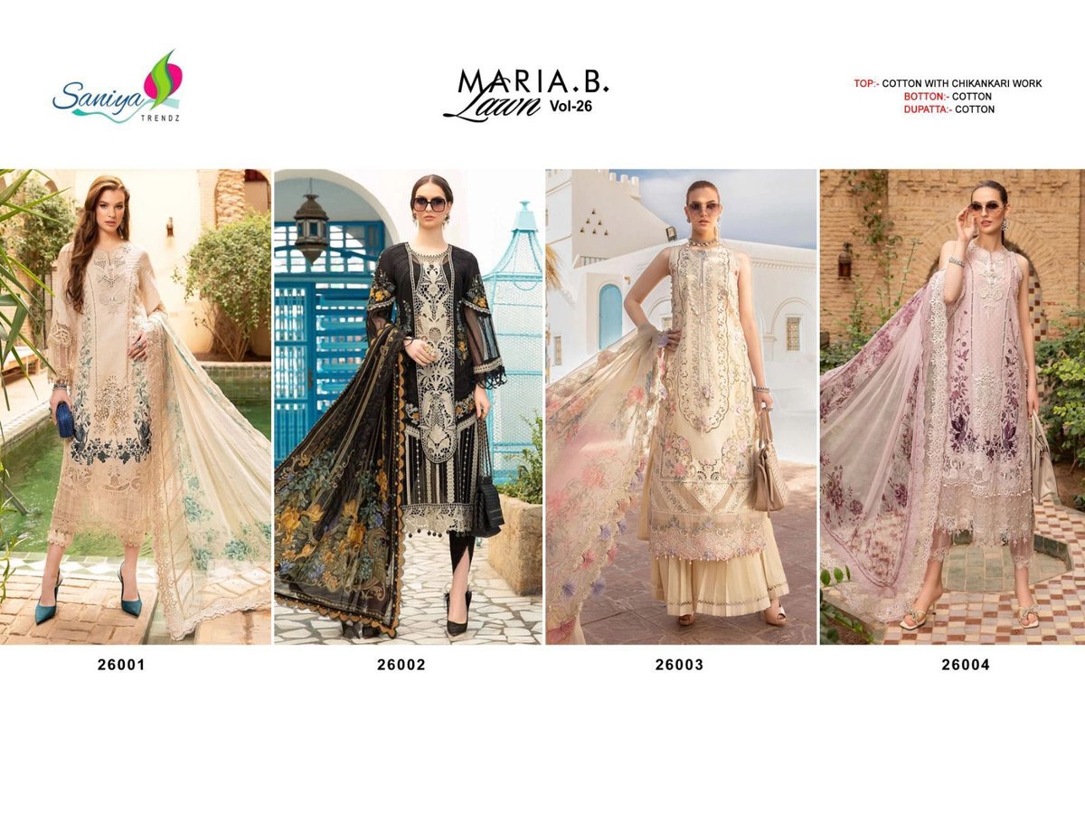 SANIYA TRENDZ MARIA B LAWN VOL-26 26001 TO 26004 5