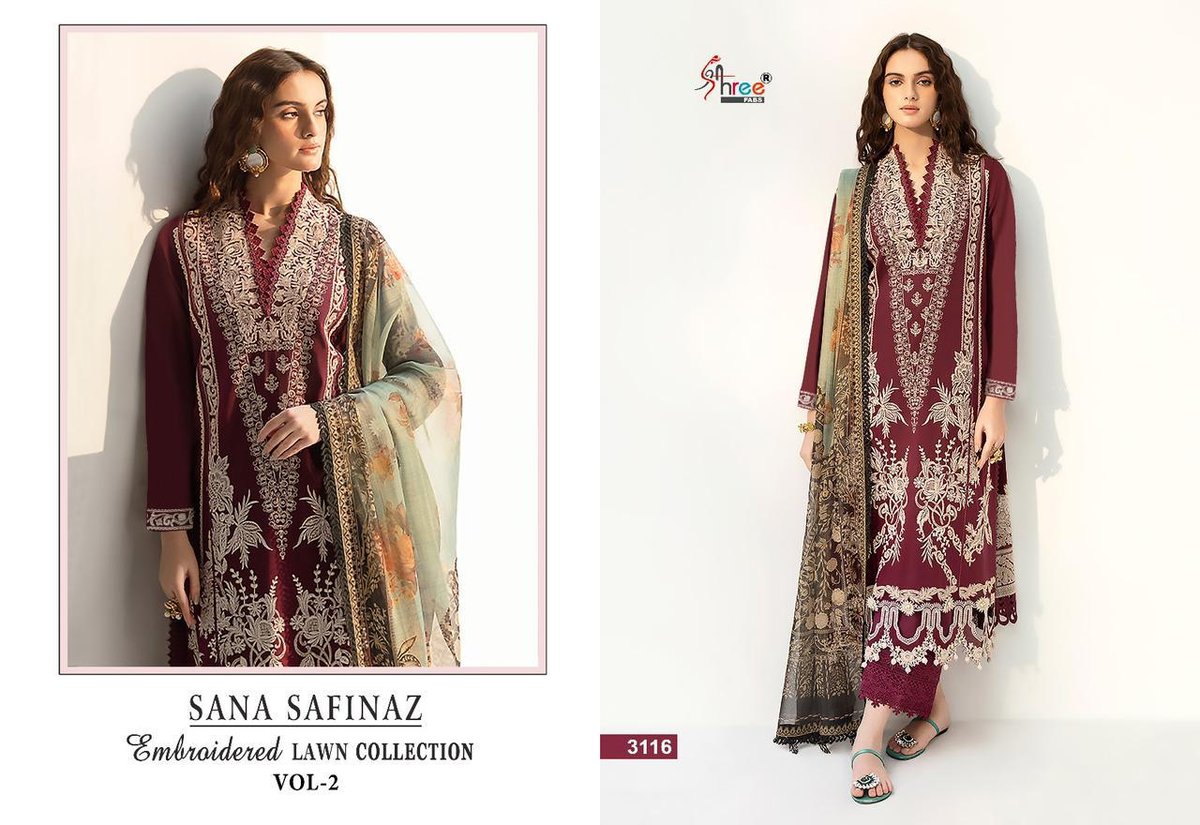 Shree Fab Sana Safinaz Embroidered Lawn Collection Vol-2 3110-3117 Series 7