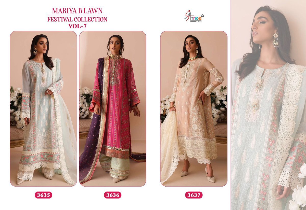 SHREE FAB MARIYA B FESTIVAL LAWN COLLECTION VOL-7 3635 TO 3637 4
