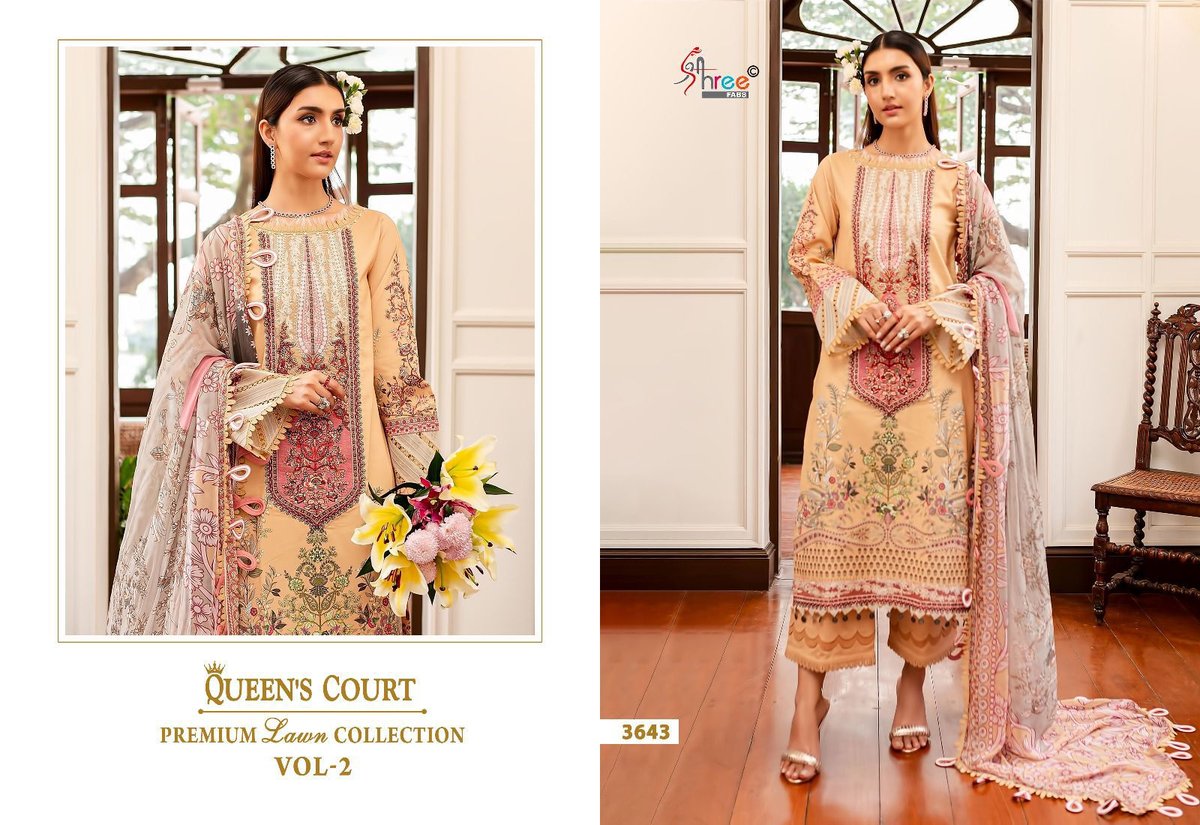 SHREE FAB QUEENS COURT PREMIUM LAWN COLLECTION VOL-2 3638 TO 3643 6