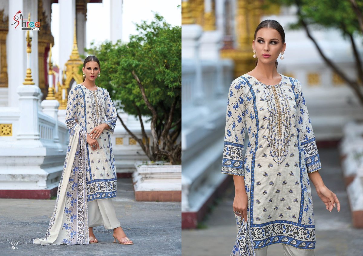 SHREE FAB RIWAYAT PREMIUM EMBRODERED LAWN COLLECTION 1001 TO 1005 3