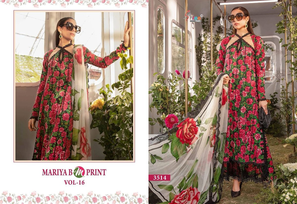 SHREE FAB MARIA B M PRINTS VOL-16 3512 TO 3519 3