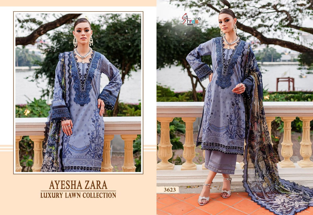 SHREE FAB AYESHA ZARA LUXURY LAWN COLLECTION 3623 TO 3628 1
