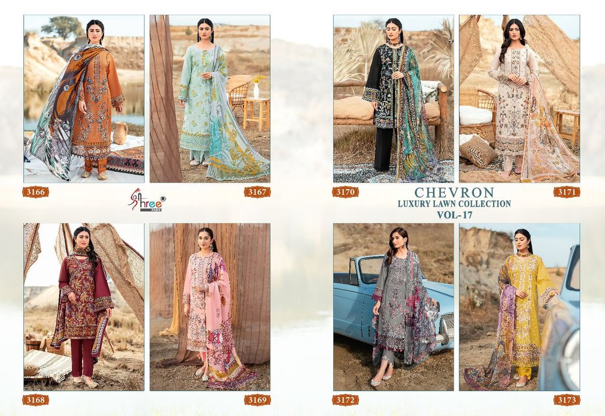 Shree Fab Chevron Luxury Lawn Collection Vol-17 3166-3173 Series 9