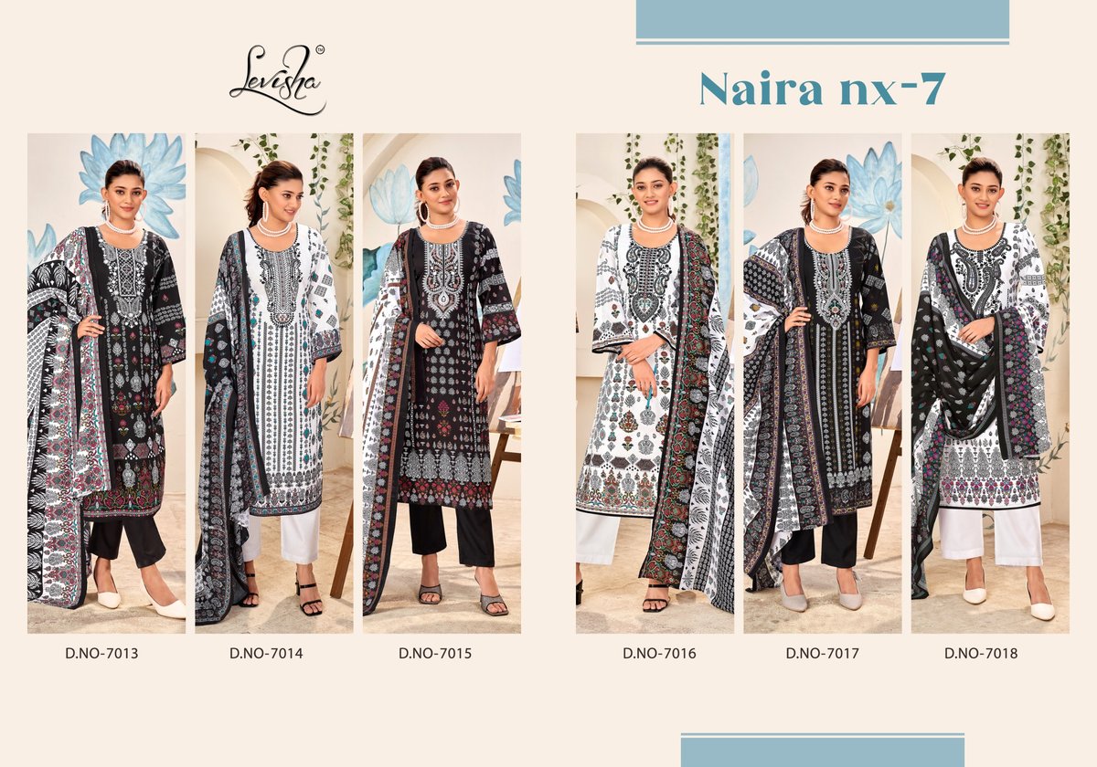 LEVISHA NAIRA NX VOL-7 BLACK & WHITE 7013 TO 7018 7