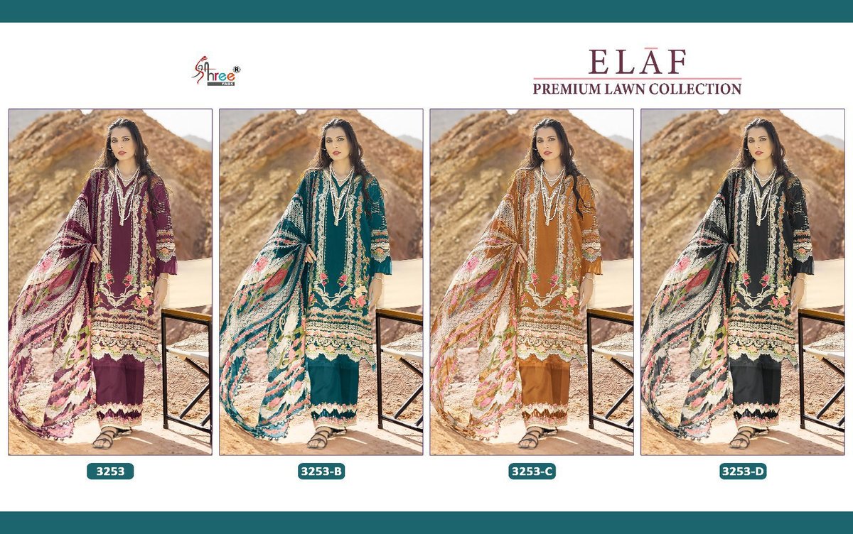 Shree Fab Elaf Premium Lawn Collection 3253 Colors 9