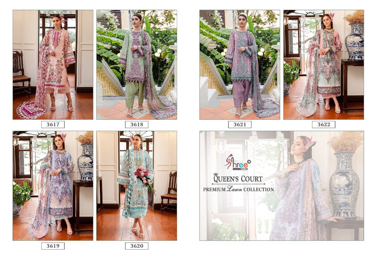 SHREE FAB QUEENS COURT PREMIUM LAWN COLLECTION 3617 TO 3622 7