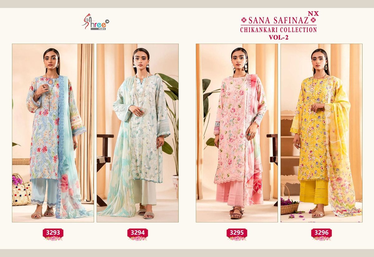 SHREE FABS SANA SAFINAZ CHIKANKARI COLLECTION VOL-02 3293 TO 3296 5