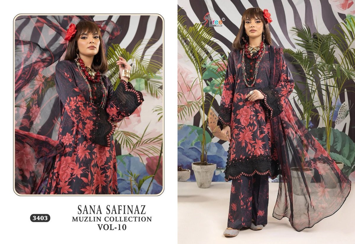 SHREE FAB SANA SAFINAZ MUZLIN COLLECTION VOL-10 3402 TO 3404 2