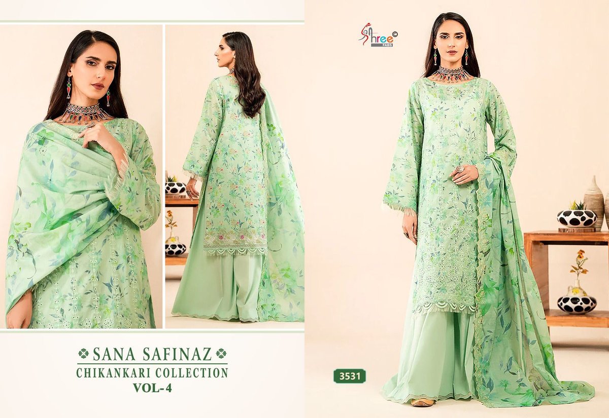 SHREE FAB SANA SAFINAZ CHIKANKARI COLLECTION VOL-4 3527 TO 3532 5