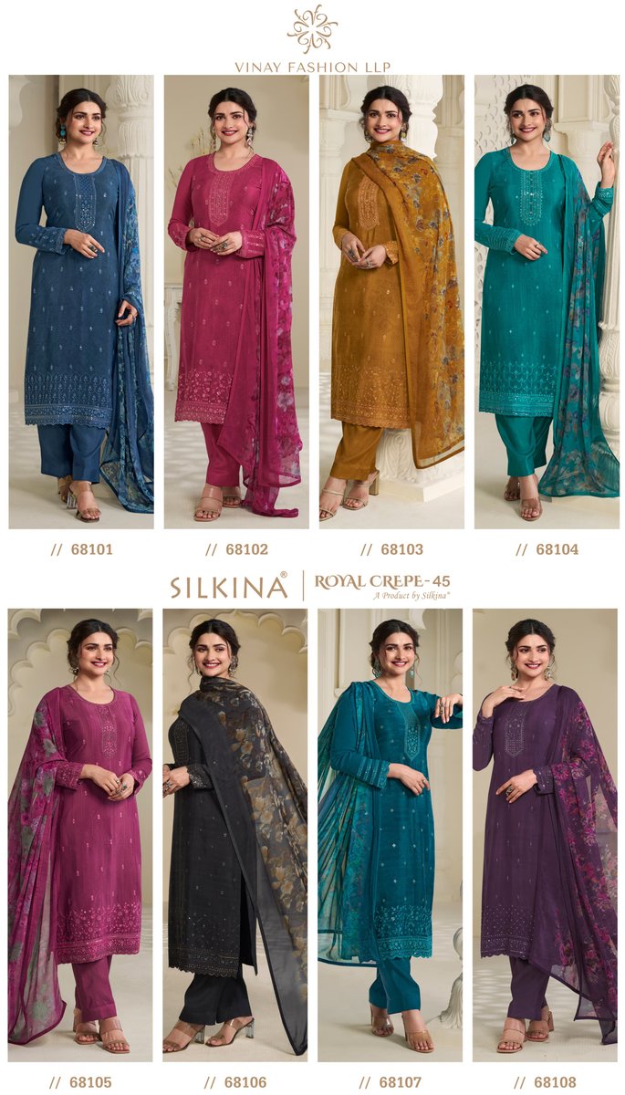 VINAY FASHION SILKINA ROYAL CREPE VOL-45 68101 TO 68108 9