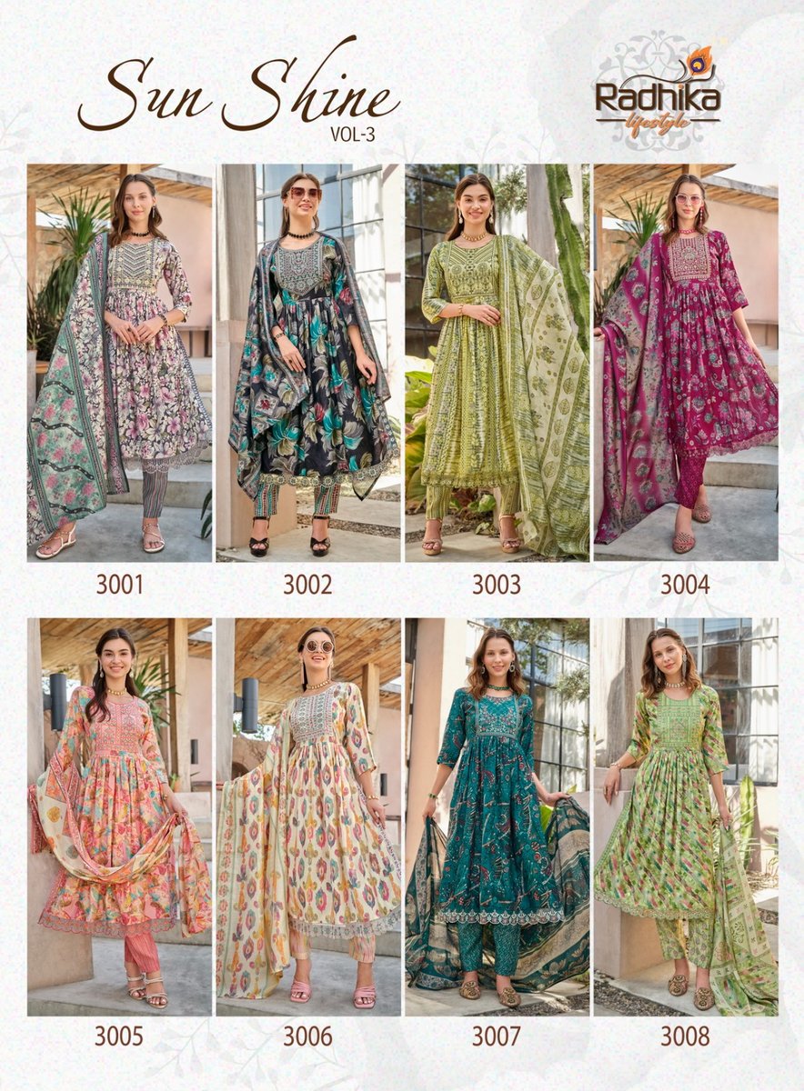 RADHIKA LIFESTYLE SUN SHINE VOL-3 3001 TO 3008 9